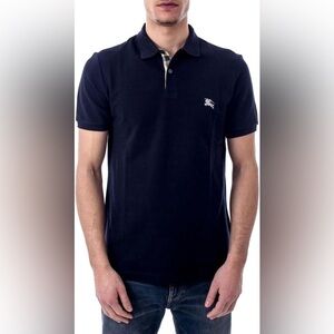 Burberry Mens Classic Fit Short Sleeve‎ Monogram Cotton Pique Polo Shirt Black M